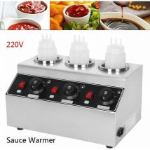 Acier Inoxydable Distributeur de Pompe Chauffe-Sauce et Fromage, électrique Commercial Chauffe-Sauce à 3 têtes
