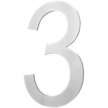 V2aox - Acier inoxydable Numéro de maison 20 cm Grand 3 Signe de numéro de maison Numéros de maison Signe Brossé 2D Arial