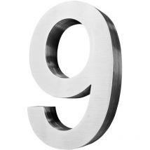 V2aox - Acier inoxydable Numéro de maison 20 cm Grand 9 Signe de numéro de maison Numéros de maison Signe Brossé 3D Arial