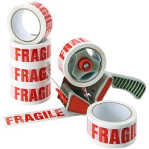 Acit Nastro Adesivo Con Scritta Fragile - Confezione Da 6 Rotoli. Nastro Da Imballaggio Per Pacchi Per Scatoloni Per Trasloco. Adesione Ottima Su 