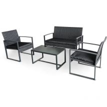 Frankystar - Acqua Chiara - Set salotto da esterno in metallo e polyrattan con tavolino in vetro