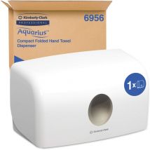 Kimberly Clark Aquarius Multifold Dispenser di asciugamani 6956, Installazione a parete, dispensazione strappo a strappo, Colore: bianco