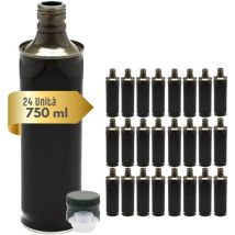 Acquaverde - 24 Bottiglie in Latta per Olio di Oliva, Contenitore Alimentare da 750 Ml, con Tappo a Vite e Salvagoccia Prefilettato