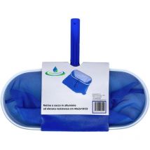 Retino a Sacco per la Raccolta di Foglie, Insetti e Detriti dalla Piscina, in Alluminio ad Elevata Resistenza, Blu - cm. 44x2x18/33 - Acquaverde