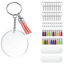 Tlily - Acrylic Keychain Blank Set, Transparent Round Bulk (5 Inches), Suitable for Vinyl Resin Craft Project diy