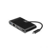 ACT - Adaptador - usb-c a hdmi / vga / usb-a / Gigabit Ethernet - 4K @ 30 Hz - 0.15 m