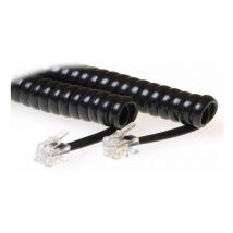 ACT Telefonkabel mit Spirale 1,5 m Schwarz - Festnetz-Telefonkabel (1,5 m, RJ-10, RJ-10, Schwarz, Stecker/Buchse)