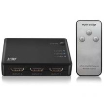 ACT - Conmutador hdmi 4K de 3 puertos, muestra 3 fuentes hdmi en un monitor.