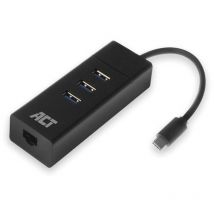 Velleman - act Hub 3 ports usb-c 3.2 Gen1 avec port réseau Gigabit.