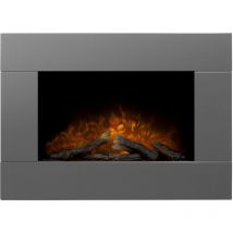 Carina Electric Wall Mounted Fire with Logs & Remote Control in Satin Grey, 32 Inch - Satin Grey - Adam