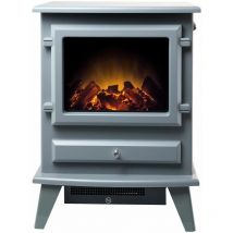 Hudson Freestanding Stove Fire Heater Heating Real Log Flame Effect Grey - Grey - Adam