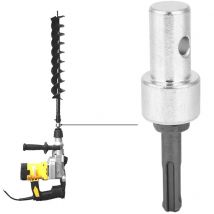 Adaptador de broca para taladro eléctrico a conector de barrena de tierra, vástago redondo, 2 hoyos, 2 ranuras