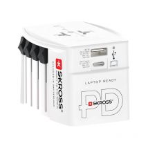 Skross - Adaptador de viaje muv usb ac 45 pd, 45 w, cargador 1x usb-c y 1x usb-a más enchufes de red internacionales para dispositivos de 2 pines