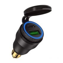 Adaptateur allume - cigare usb pour moto - double prise usb Black Case Blue Light pour moto bmw