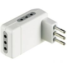 Adaptateur Bticino d'angle peu encombrant 3 prises 10A et fiche 10A blanc S3605DE