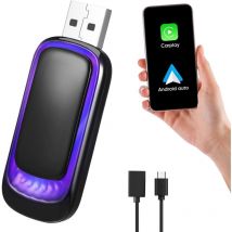 Adaptateur Carplay sans Fil, 2 en 1 Adaptateur de Voiture pour iOS et Android Auto, Convertir Carplay&Android Auto Filaire en sans Fil, Mini &