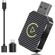 Adaptateur CarPlay sans fil pour Apple iPhone, adaptateur sans fil carplay avec câble d'extension USB & USB-C/Type-C, Compatible avec Les Voitures à