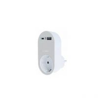 Adaptateur de base de prise 2P + tt avec connecteur usb et type c