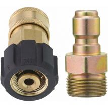 Memkey - Adaptateur de nettoyeur haute pression, kit de connexion rapide de 9,5 mm, M22 14 mm vers M22, raccord métrique 5000 psi