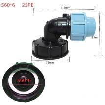 Adaptateur de réservoir ibc S60 x 6 - Raccord en pour raccord de tuyau d'eau (sortie coude 25mm)