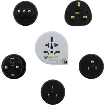 Q2power - Adaptateur prise voyage universel 5en1 - 100 pays USA/Asie/UK - Blanc - Q2 Power