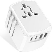 Coocheer - Adaptateur de voyage universel multiprise mondiale - Chargeur de voyage international avec 2 ports usb c et 2 ports usb, adaptateur de