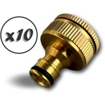 Kibros - Adaptateur double Version femelle Tétine en laiton avec un joint torique - Quantité x10 - 3/4' (19 mm) & 1' (25 mm)