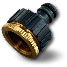 Adaptateur double Version femelle Tétine plastique avec un joint torique - Quantité x 1 - 3/4' laiton & 1' plastique