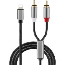 Adaptateur électrique Câble rca pour iPhone, câble Lightning vers rca pour iPhone iPad tablette adaptateur audio stéréo Aux pour amplificateur de