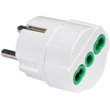 Adaptateur unidirectionnel français/allemand std. Prise 2P+E 16A standard 2P+E 16A Corps blanc Fanton 81090