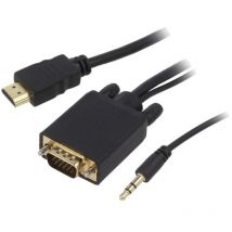 Adnauto - Adaptateur hdmi 1.4 prise male D-Sub 15pin hd prise male Jack 3.5mm prise male Full hd 3m - Noir