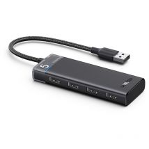 Adaptateur HUB, répartiteur de ports 4x USB-A 3.0 et câble d'alimentation USB-A, noir