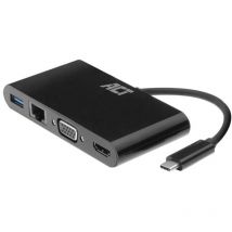 ACT - Adaptateur multiport usb c 3-en-1, 4K @ 30 Hz hdmi/vga, usb 3.0, lan, Connexion d'un écran supplémentaire à Un Ordinateur Portable - AC7330