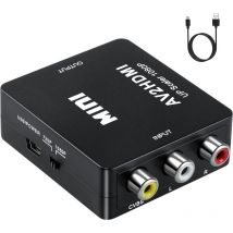 Adaptateur rca vers hdmi, convertisseur audio et vidéo av vers hdmi prenant en charge 1080P avec cordon d'alimentation usb pour PS2 Gamecube vhs