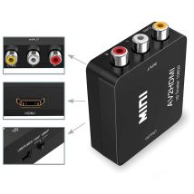 Ouylaf - Adaptateur rca vers hdmi, Mini av rca cvbs vers hdmi Vidéo Audio Convertisseurs, Support 720 1080P pour pc Xbox PS3 PS2 tv stb
