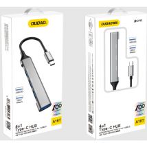 Adaptateur répartiteur HUB d'une prise USB-C vers 4x USB, noir, gris