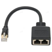 Adaptateur Répartiteur RJ45, Répartiteur D'adaptateur Ethernet 1 à 2 Ports Réseau RJ45, Adaptateur Répartiteur de Câble Réseau CAT8 pour Bureau à