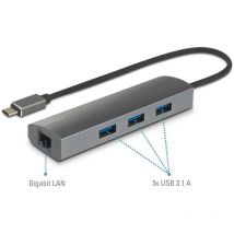 Renkforce - Adaptateur réseau/hub 1 GBit/s usb-c (usb 3.2 Gen 1), lan (10/100/1000 Mo/s), usb 3.1 (Gen 1) X641481
