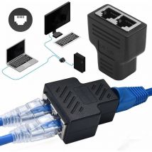 Adaptateur séparateur Rj45 1 à 2 ports femelle à femelle Connecteurs réseau d'extension Internet Prise en charge du câble Ethernet Cat5 Cat5e Cat6