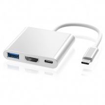 Adaptateur Type C Hub vers HDTV 4K Convertisseur avec USB 3.0 et Port de Charge C USB Compatible avec MacBook Pro, Google Chromebook, HP, Samsung