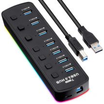 Adaptateur usb Connecteur usb Câble d'extension usb 7 ports Rallonge usb Ports usb supplémentaires pour ordinateurs portables