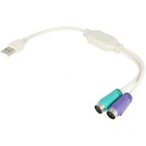 Adnauto - Adaptateur usb PS2 femelle x2 usb a prise male - Blanc