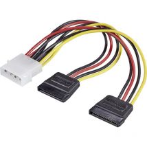 Alimentation Adaptateur y [1x Alimentation ide mâle 4 pôles - 2x Alimentation sata femelle 15 pôles] 0.16 m noir, rouge, jaune Y097321 - Renkforce