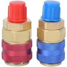 Jeffergarden Adaptateurs en laiton de connecteur de coupleur rapide de climatisation pour le côté bleu rouge haut bas de R134A