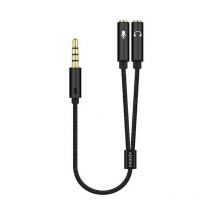 Adattatore Aisens a128-0416/ jack 3.5 maschio - 2x jack 3.5 femmina/ 25cm/ nero