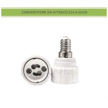 Adattatore convertitore da attacco piccolo E14 a GU10 portalampada riduttore bianco 220V per lampadina