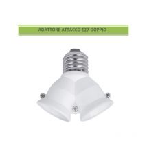 Adattatore E27 doppio portalampada attacco grande bianco splitter sdoppiatore per lampadine led
