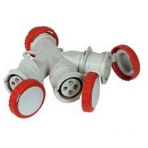 Fanton - adattatore industriale 380V con spina e 3 prese cee 309 IP67 - 16A colore rosso 73140