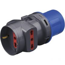 Adattatore Industriale Domestico cee 2P+T 2 Prese Bipasso 1 Schuko Rosi 1878