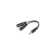 Adattatore lanberg stereo jack maschio a stereo jack femmina x2 10 cm nero